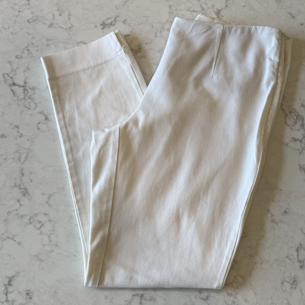 Boston Proper White Tapered Ankle Pants Women's Size 6 Size Zip Stretch